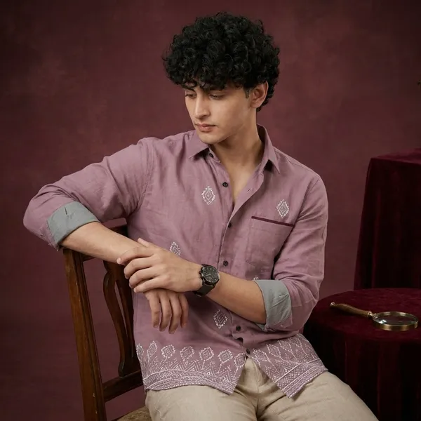 Purple_Polycotton_Premium_Shirt_Pant_Combo_Fabric_For_Men