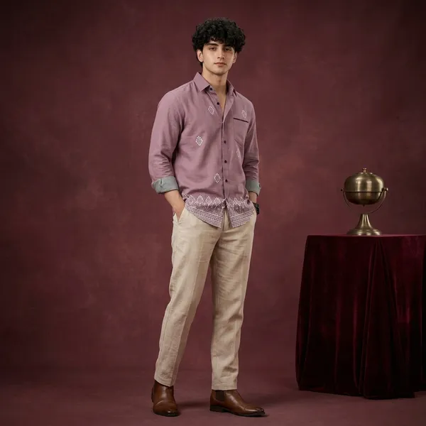 Purple_Polycotton_Premium_Shirt_Pant_Combo_Fabric_For_Men