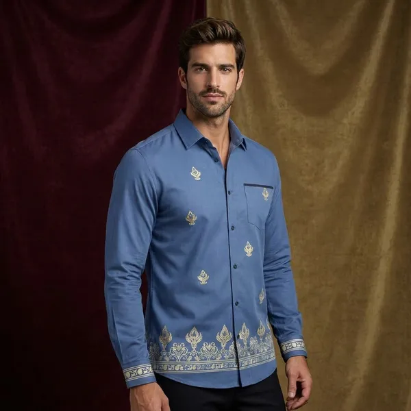 Blue_Polycotton_Premium_Shirt_Pant_Combo_Fabric_For_Men
