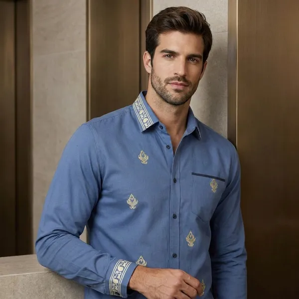 Blue_Polycotton_Premium_Shirt_Pant_Combo_Fabric_For_Men