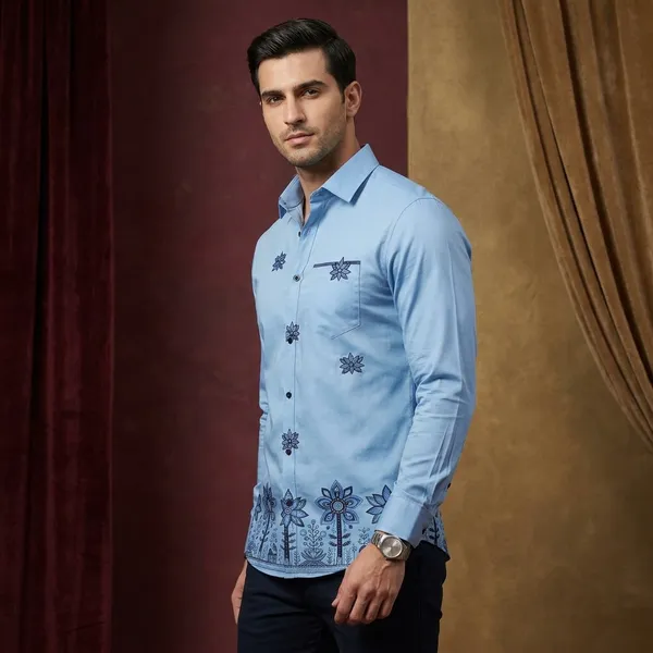 Blue_Polycotton_Premium_Shirt_Pant_Combo_Fabric_For_Men