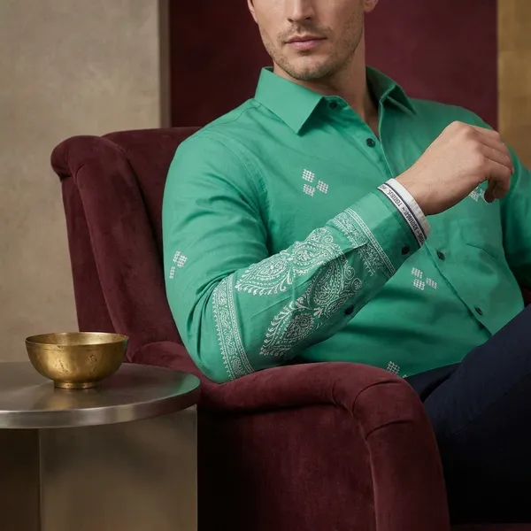 Green_Polycotton_Premium_Shirt_Pant_Combo_Fabric_For_Men