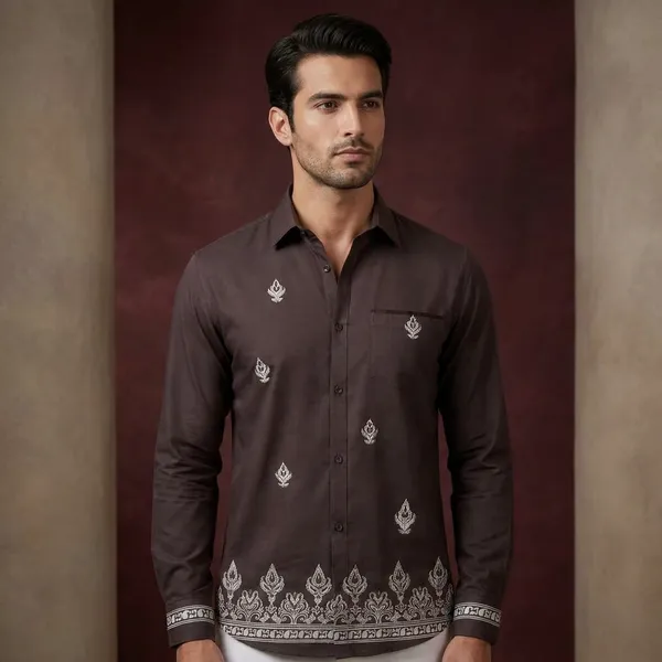Brown_Polycotton_Premium_Shirt_Pant_Combo_Fabric_For_Men