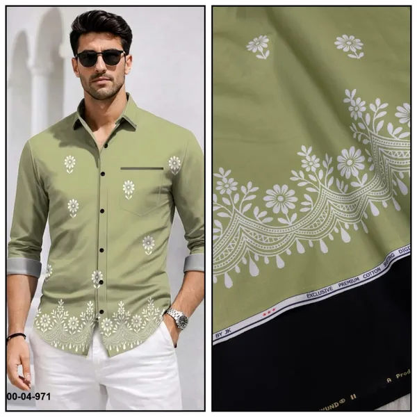 Green_Polycotton_Premium_Shirt_Pant_Combo_Fabric_For_Men