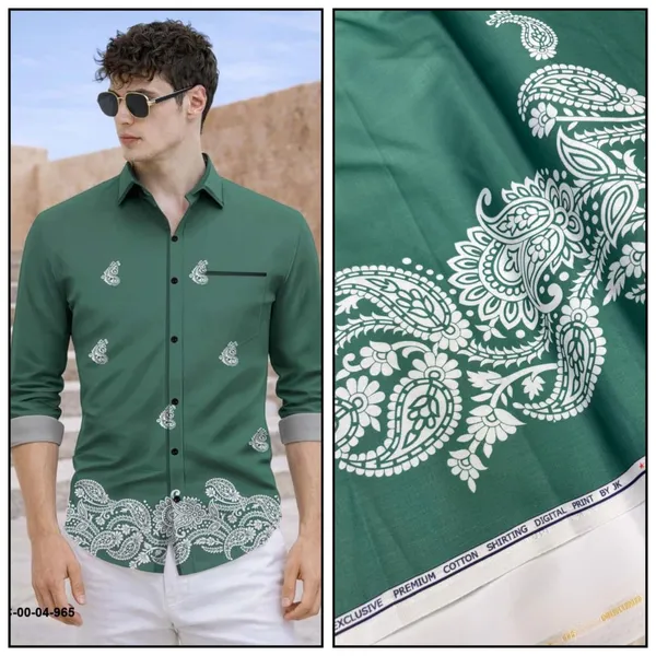 Green_Polycotton_Premium_Shirt_Pant_Combo_Fabric_For_Men