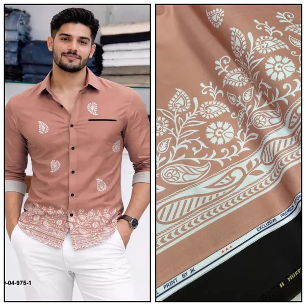 Brown_Polycotton_Premium_Shirt_Pant_Combo_Fabric_For_Men