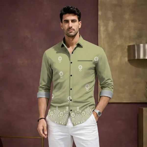 Green_Polycotton_Premium_Shirt_Pant_Combo_Fabric_For_Men