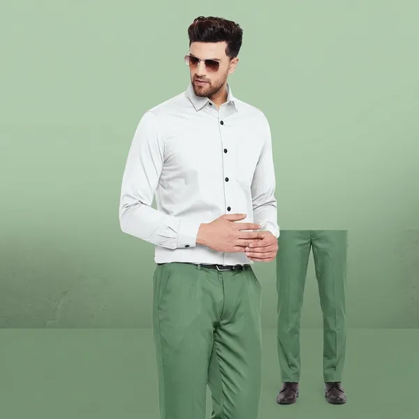Men's_Premium_White_Shirt_&_Sage_Green_Trouser_Unstitched_Fabric_Set