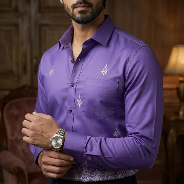 Purple_Polycotton_Premium_Shirt_Pant_Combo_Fabric_For_Men