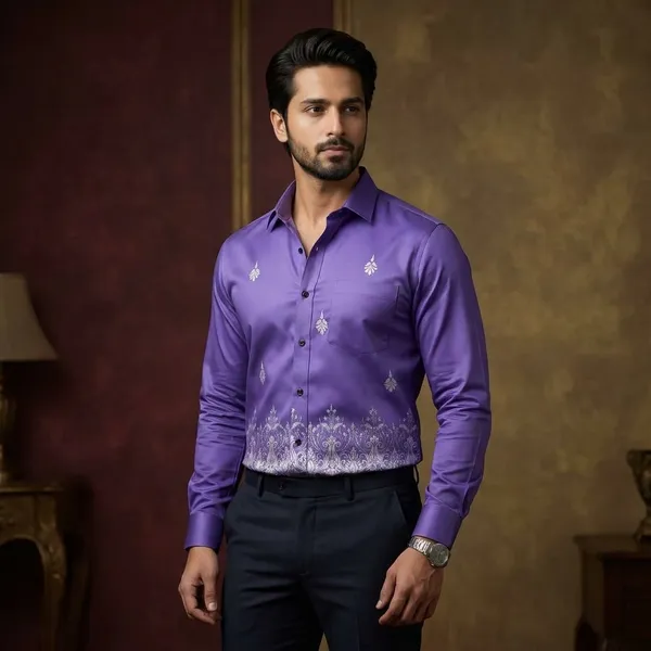 Purple_Polycotton_Premium_Shirt_Pant_Combo_Fabric_For_Men