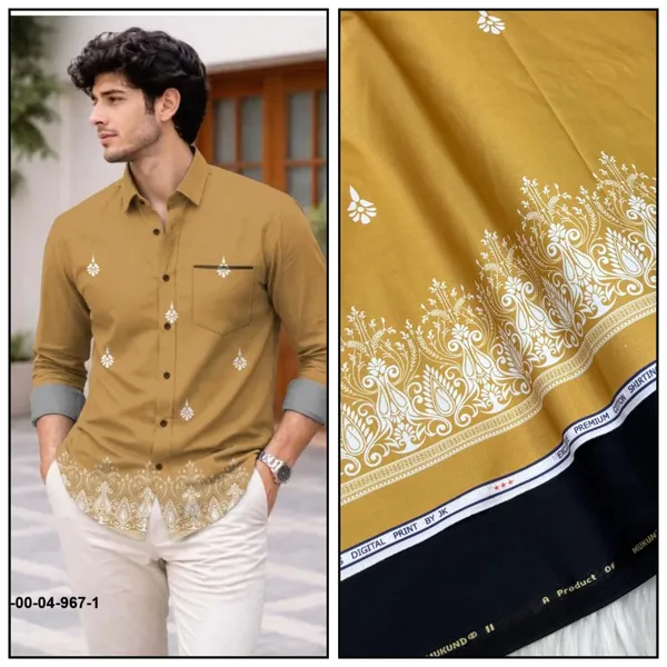Mustard_Yellow_Polycotton_Premium_Shirt_Pant_Combo_Fabric_For_Men