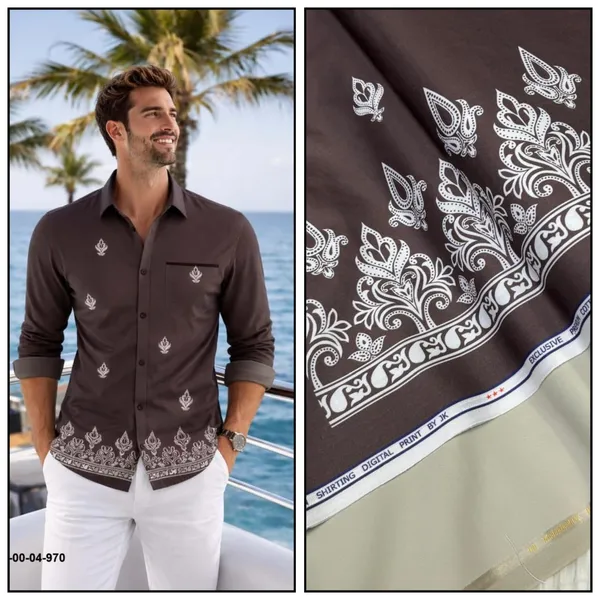 Brown_Polycotton_Premium_Shirt_Pant_Combo_Fabric_For_Men