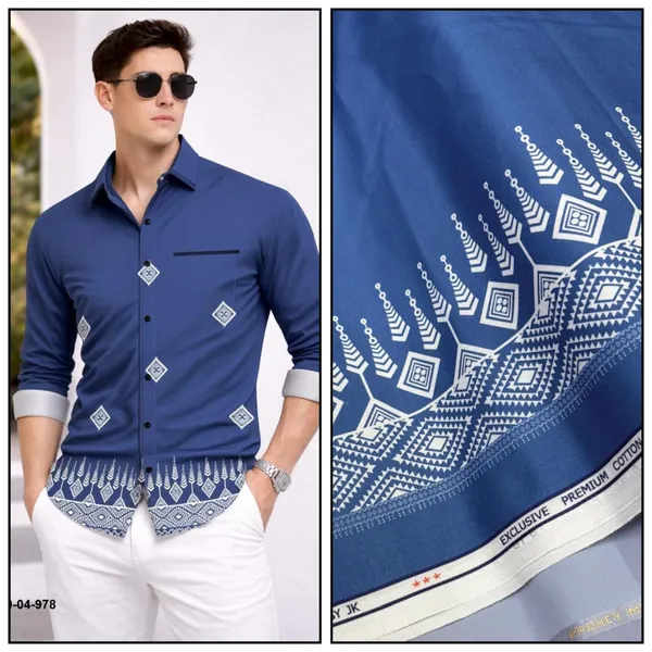 Blue_Polycotton_Premium_Shirt_Pant_Combo_Fabric_For_Men