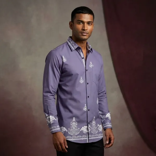 Purple_Polycotton_Premium_Shirt_Pant_Combo_Fabric_For_Men