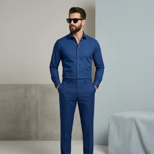 Men's_Premium_Sky_Blue_Shirt_&_Navy_Blue_Trouser_Unstitched_Fabric_Set