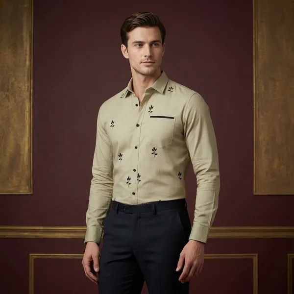 Olive_Green_Polycotton_Premium_Shirt_Pant_Combo_Fabric_For_Men