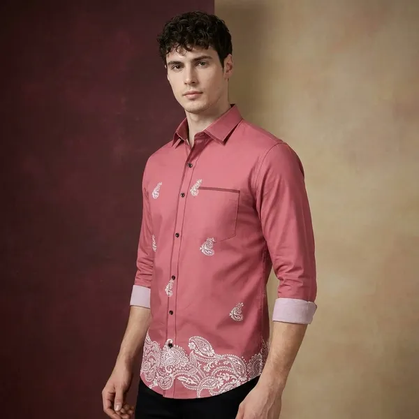 Red_Polycotton_Premium_Shirt_Pant_Combo_Fabric_For_Men