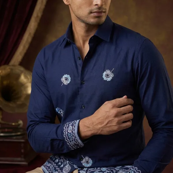 Navy_Blue_Polycotton_Premium_Shirt_Pant_Combo_Fabric_For_Men