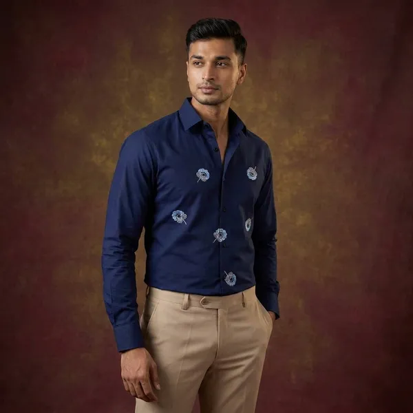Navy_Blue_Polycotton_Premium_Shirt_Pant_Combo_Fabric_For_Men