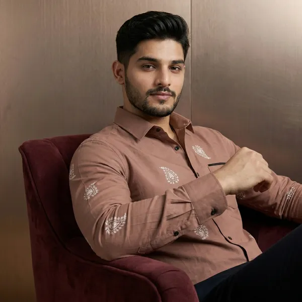 Brown_Polycotton_Premium_Shirt_Pant_Combo_Fabric_For_Men