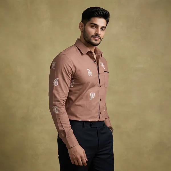 Brown_Polycotton_Premium_Shirt_Pant_Combo_Fabric_For_Men