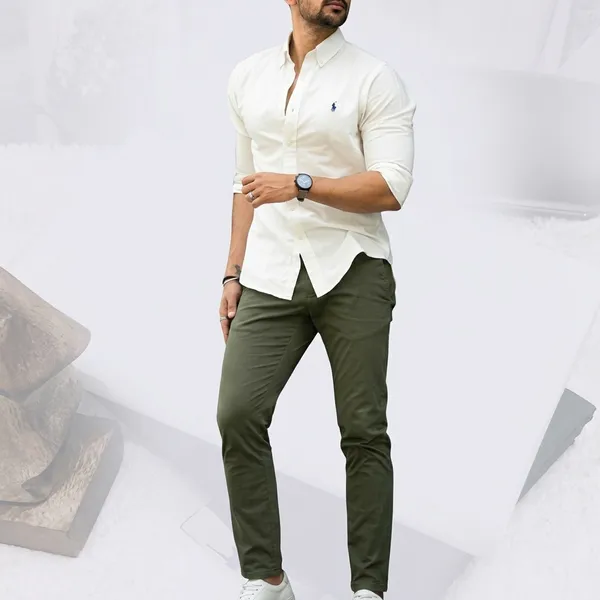 Men's_Premium_Off-White_Shirt_&_Olive_Green_Trouser_Unstitched_Fabric_Set