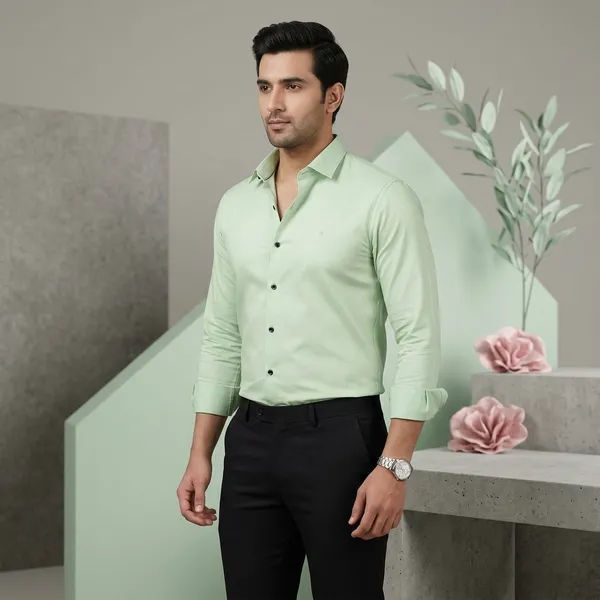 Men's_Unstitched_Shirt_(Mint_Green)_&_Pant_Fabric_Set