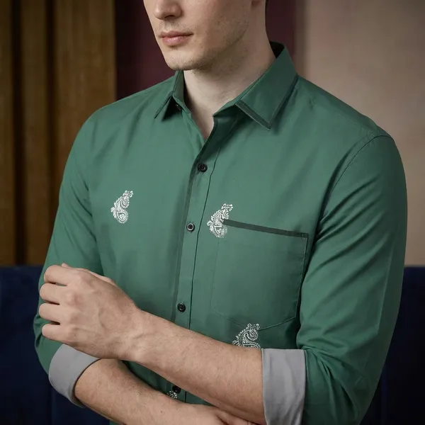 Green_Polycotton_Premium_Shirt_Pant_Combo_Fabric_For_Men