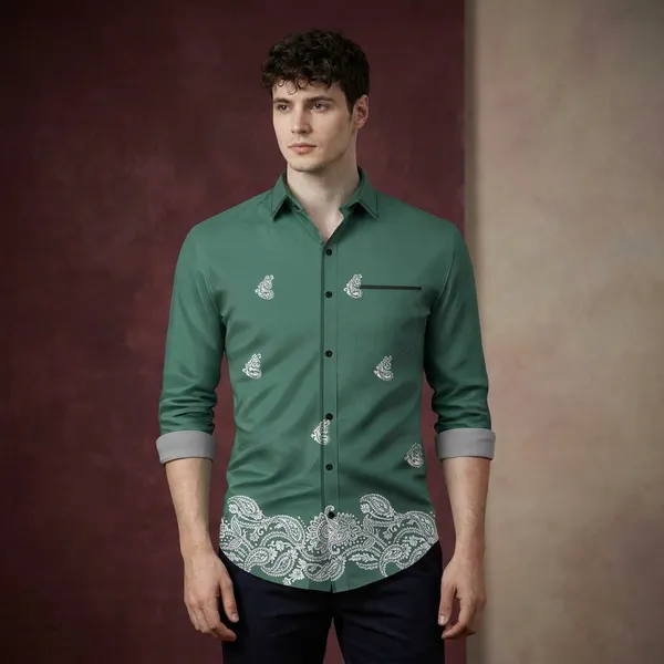 Green_Polycotton_Premium_Shirt_Pant_Combo_Fabric_For_Men