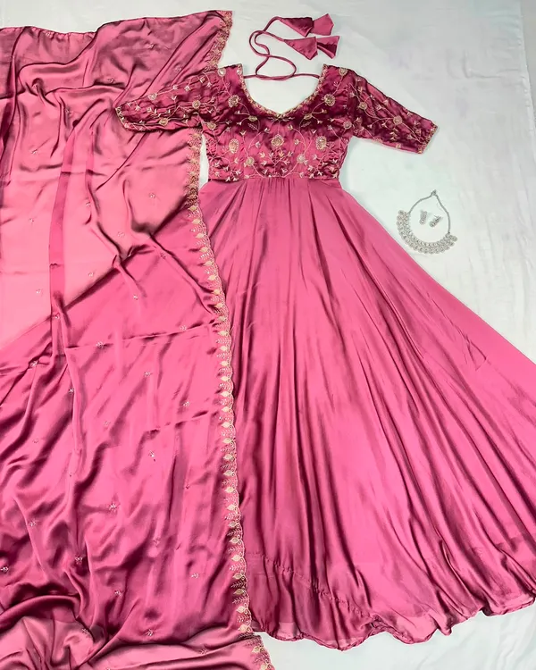 Traditional_Full_Flare_Silk_Blend_Gown_with_Dupatta