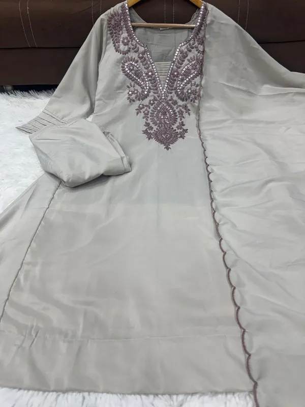 Women'S_Grey_Embroidered_Kurta_Palazzo_Set_With_Dupatta