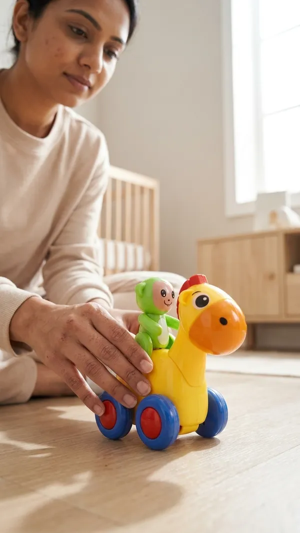 Yellow_Plastic_Ride-On_Animal_Toy_With_Koala_Figure