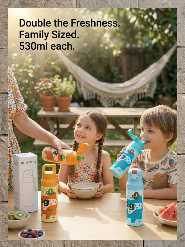 EcoEat_Kids_Water_Bottle_–_530ml_(Baby_Collection)_-_Orange_and_Blue_variants