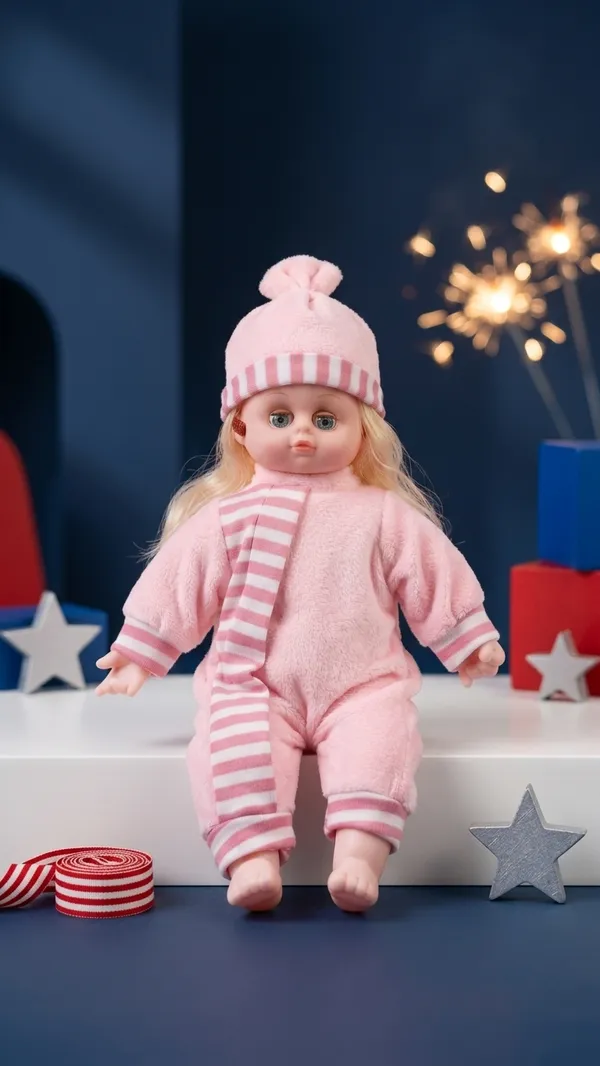Pink_Striped_Blonde_Hair_Baby_Doll_For_Kids