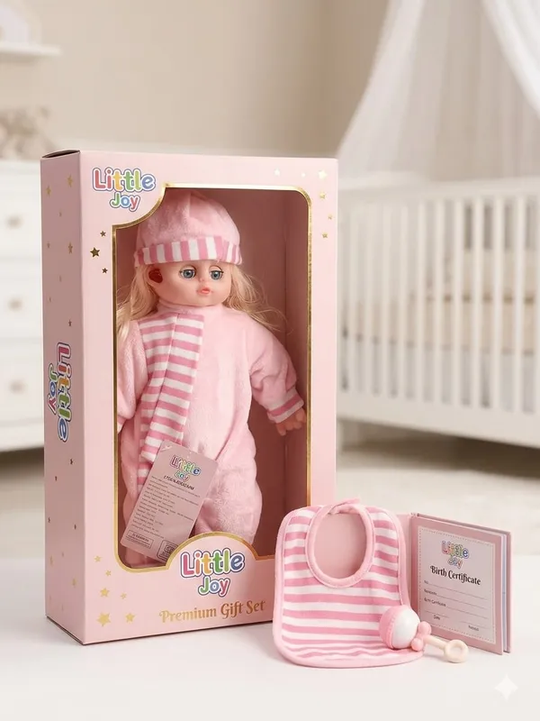 Pink_Striped_Blonde_Hair_Baby_Doll_For_Kids