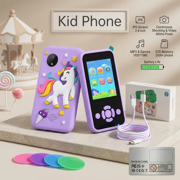 Pink_Unicorn_Silicone_Case_Kids_Camera_Phone_32Gb_For_Kids