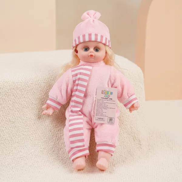 Pink_Striped_Blonde_Hair_Baby_Doll_For_Kids