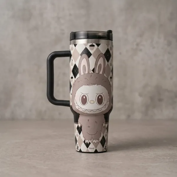 Double-Walled_Insulated_Argyle_Print_Tumbler_With_Handle_And_Straw_(Labubu_Black)