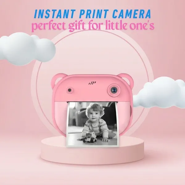 Kids_Instant_Print_Digital_Camera_Dual_Lens_Bear_Design
