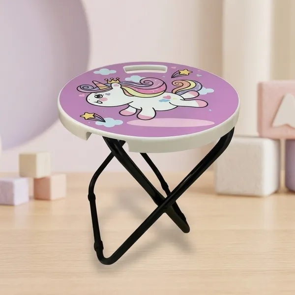 Metal_Plastic_Purple_Unicorn_Print_Foldable_Kids_Chair