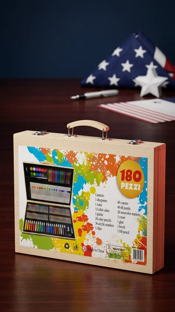 180_Piece_Art_Set_Crayons_Pencils_Markers_In_Wooden_Case