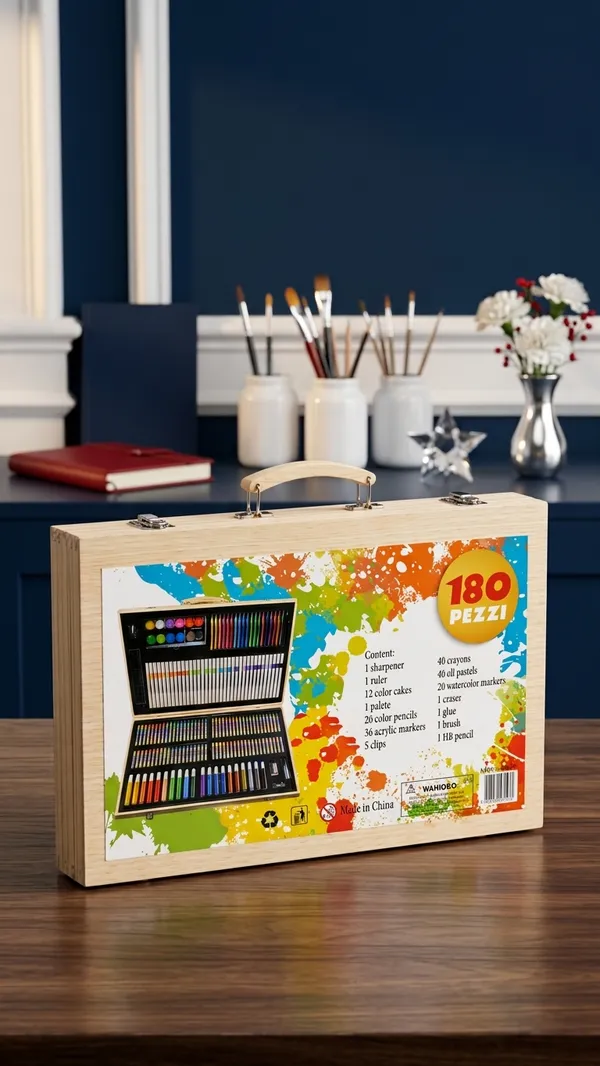 180_Piece_Art_Set_Crayons_Pencils_Markers_In_Wooden_Case