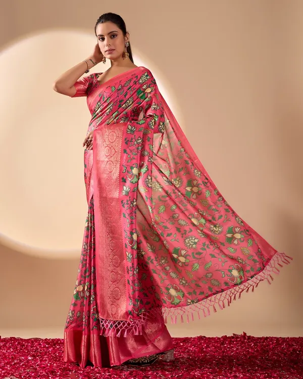 Pink_Lichi_Silk_Floral_Printed_Zari_Border_Saree_For_Women