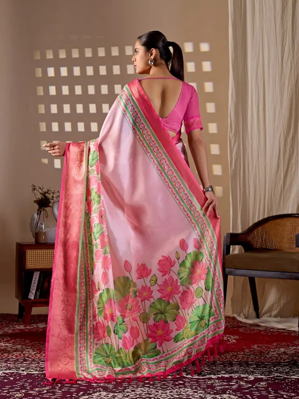 Pink_Lichi_Silk_Floral_Printed_Woven_Border_Saree_For_Women