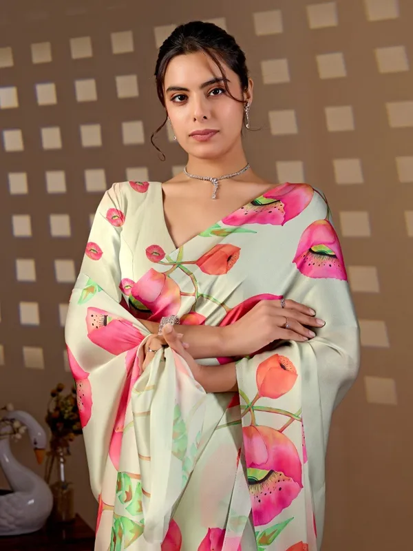 Pista_Green_Satin_Georgette_Floral_Digital_Printed_Saree_For_Women