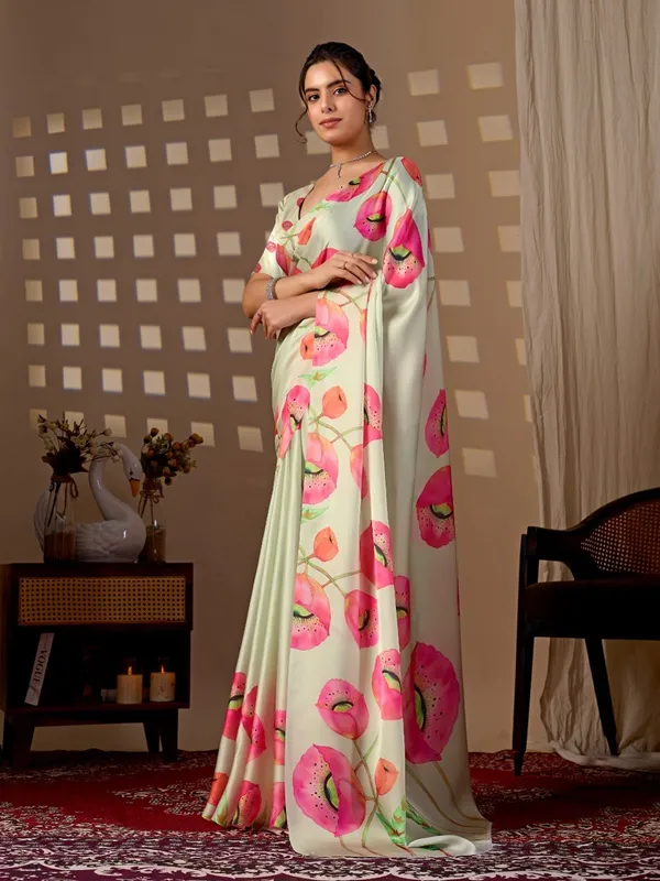 Pista_Green_Satin_Georgette_Floral_Digital_Printed_Saree_For_Women