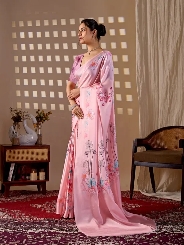 Pastel_Pink_Satin_Georgette_Floral_Digital_Printed_Saree_For_Women