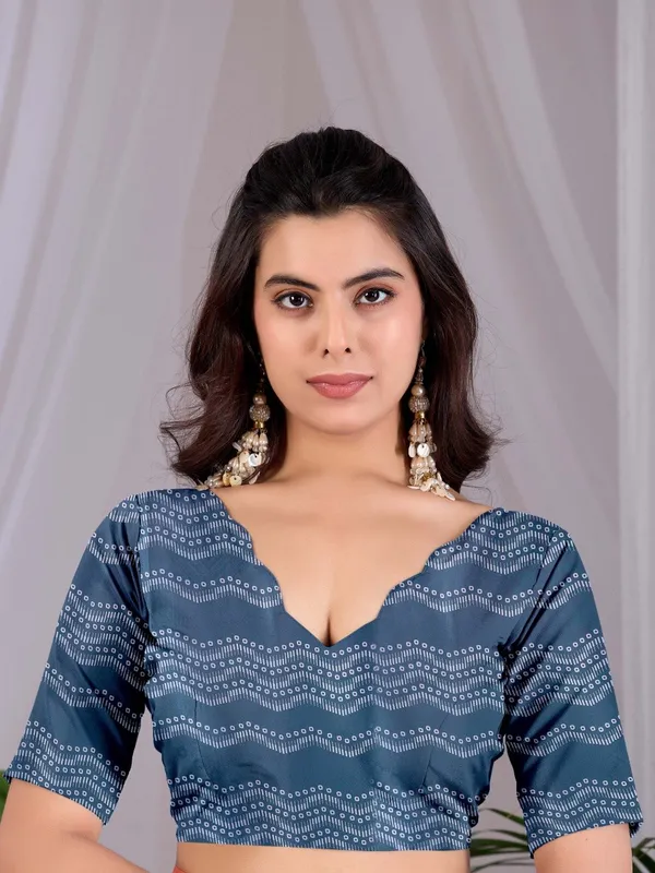 White_And_Steel_Blue_Satin_Georgette_Floral_Printed_Saree_For_Women