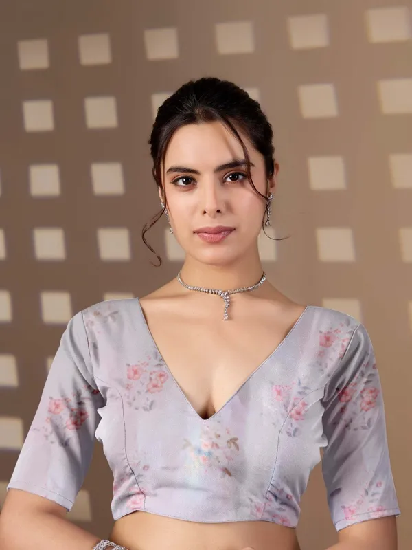 White_Satin_Georgette_Floral_Printed_Saree_For_Women