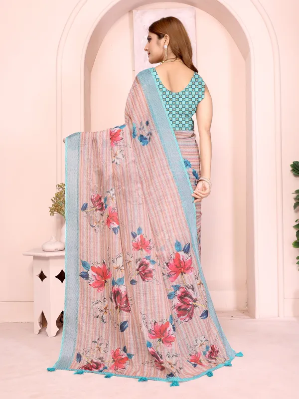 Elegant_Linen_Cotton_Saree_with_Floral_Print